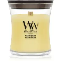 Woodwick Yuzu & Vetiver lumânare parfumată cu fitil din lemn 85 g