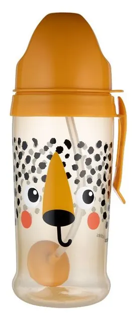 Cană anti-vărsare cu pai Canpol - BabiesBoo, 350 ml, portocaliu