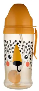 Cană anti-vărsare cu pai Canpol - BabiesBoo, 350 ml, portocaliu