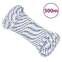 vidaXL Frânghie de barcă, alb, 3 mm, 500 m, polipropilenă