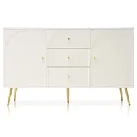Comodă Modernă Elegantă cu 2 Uși și 3 Sertare, pentru dormitor și living, 140x84x40 cm, Alb crem