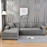 Husa elastica universala pentru coltar, Catifea Gri