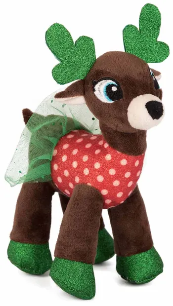 Jucărie de pluș Amek Toys - Ren cu rochie verde de Crăciun, 30 cm