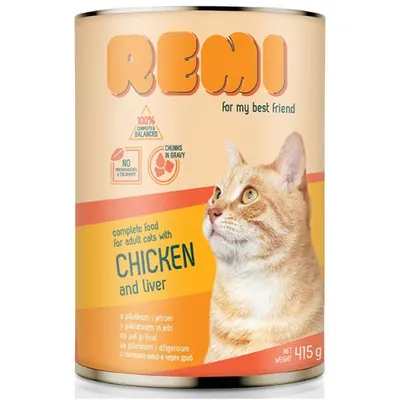Hrana umeda pentru pisici Remi Cat Pui si Ficat 415 gr