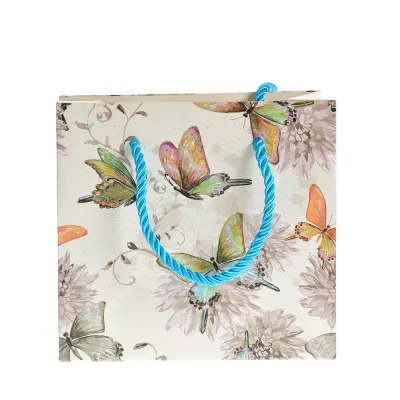 Punga de cadou cu fluturi multicolori 14 cm