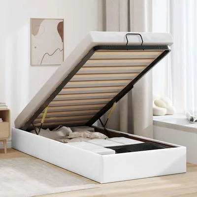 vidaXL Cadru de pat otoman fără saltea Alb 80x200 cm piele artificială