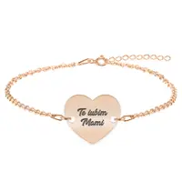 Claudia - Bratara personalizata inimioara "Te iubim Mami" din argint 925 placat cu aur roz