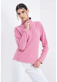 Bluza de trening din fleece cu fenta cu fermoar scurt Skylar - Roz