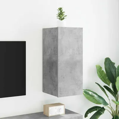 vidaXL Comodă TV de perete cu lumini LED, gri beton, 30,5x35x70 cm