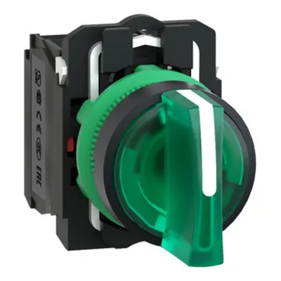Comutator Selector Verde Complet Iluminat Ø22 3-Pozitii 1No+1Nc 230V