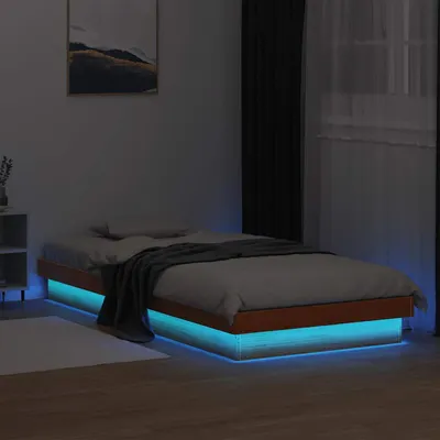 vidaXL Cadru de pat cu LED, maro ceruit, 90x200 cm, lemn masiv de pin