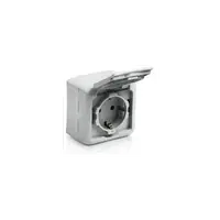 Priza Schuko 2P+T, 16 A - 250 VA cu protectie pentru copii, IP44, gri