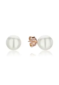 Cercei cu tija - decorati cu perle shell - Alb/Auriu rose