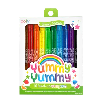 Creioane colorate parfumate rasucibile - Yummy Yummy, set de 10
