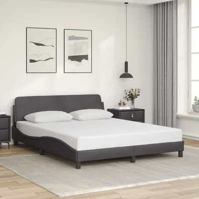 vidaXL Cadru de pat, Dover, gri, 160x200 cm, piele ecologică