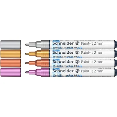 Marker cu vopsea 2mm, 4buc/set 1, metalic, Paint-It 011, Schneider