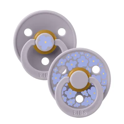 Set 2 suzete Bibs Colour Studio Collection Flower Latex tetina rotunda 0 luni+ Fossil Grey