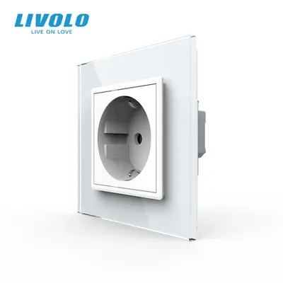 Priza Schuko simpla, borne fara surub - quick connect, cu rama sticla Alb