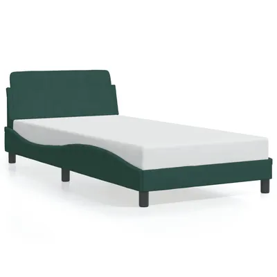 Gossi cadru de pat cu tablie, verde inchis, 100x200 cm, catifea