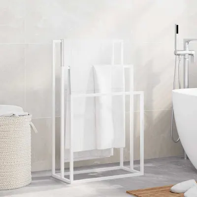 vidaXL Suport de prosoape autonom, alb, 48x24x79 cm, fier