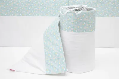 Set protectii patut Bubble Blue KidsDecor din bumbac 70 x 140 cm