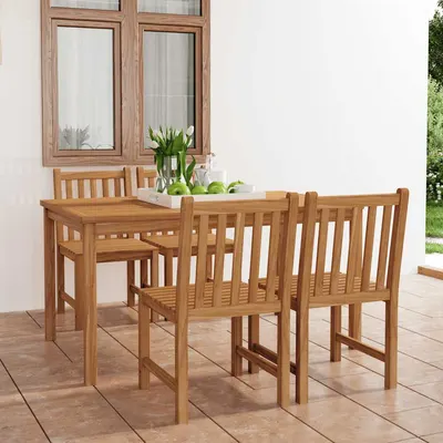 vidaXL Set de mobilier de grădină cu 5 piese, 150x90 cm, lemn masiv de tec