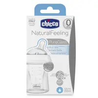 Chicco Biberon din sticla Natural Feeling 150 ml cu tetina din silicon Flux lent N0238/00080611000000