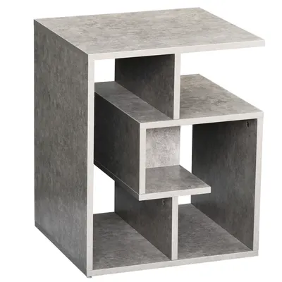 HOMCOM Bibliotecă Modernă pe 3 Niveluri din Lemn cu Efect Ciment, Dimensiuni 45x40x55cm, Gri Elegant | Aosom Romania