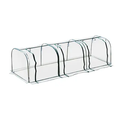 Outsunny Serra a Tunnel in PVC con 3 Porte Avvolgibili in Acciaio e PVC Trasparente, 350x100x80cm
