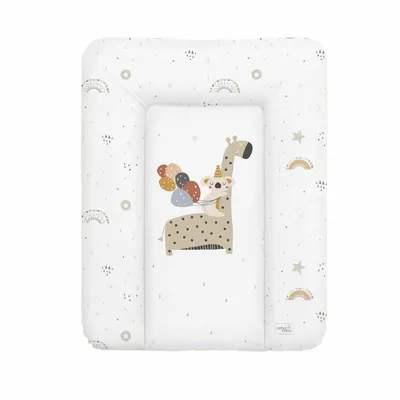 Saltea de infasat, Ceba Baby moale Giraffe, Fara ftalati, 70 x 50 cm, Alb/Bej
