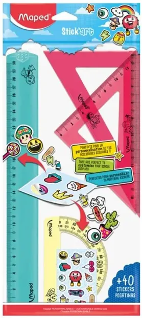 Maped Drawing Set - Stick Art, 4 bucăți, cu 40 de autocolante, sortiment