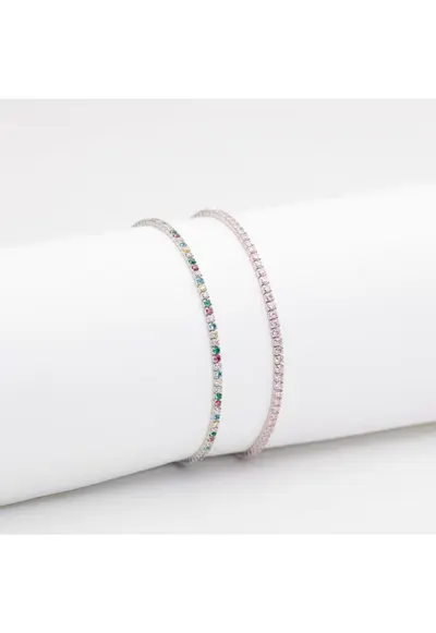 Set 2 Bratari Tennis Argint Rosa