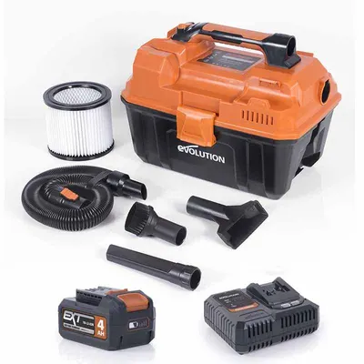 Aspirator umed-uscat cu acumulator Evolution R11VAC-Li 18V Li-Ion EXT + acumulator si incarcator