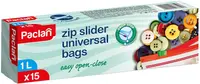 Pungi cu fermoar de uz casnic Paclan - Zip-slider, 1 l, 15 buc.