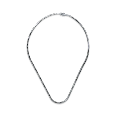 Colier tennis din aur alb cu diamante negre de 1.6ct