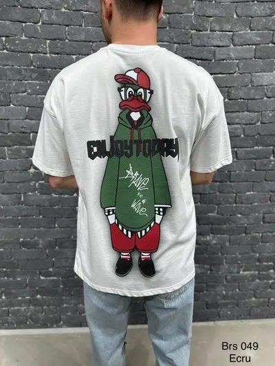 Tricou Oversized Enjoy Off-White Tsas435(24brs-049) (mărime: L)