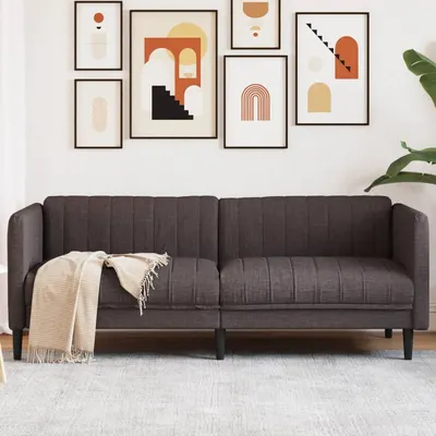 vidaXL Canapea cu 3 locuri, maro închis, material textil