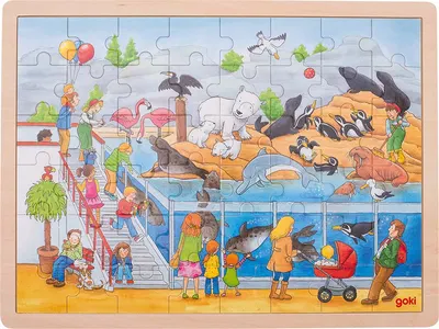 Puzzle din lemn Goki - Vizita la gradina zoologica