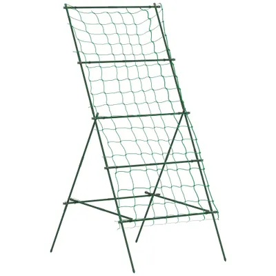 Outsunny Suport Metalic de Grădină în Forma de A cu Plasă de Susținere, 101x133x227 cm, Verde | Aosom Romania