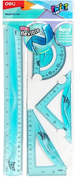 Set de desen Deli Twist Me Flexible - EH23, 4 piese, albastru