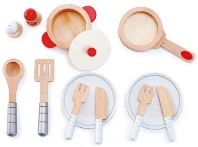 Set de joc HaPe International - Set de bucatarie, 12 piese, din lemn