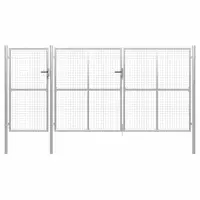 vidaXL Poartă de grădină din oțel 400x150 cm argintie