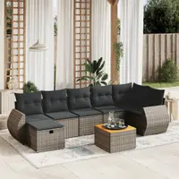 Gossi set canapele de gradina cu perne, 8 piese, gri, poliratan