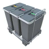 Coș de gunoi de plastic pentru deșeuri selecționate/încorporat 12 + 12 + 12 l Ecofil - Elletipi