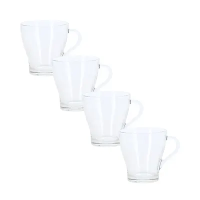 Set 4 căni pentru cafea, 300 ml, Excellent Houseware, din sticlă