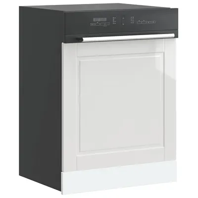 vidaXL Panou pentru mașina de spălat vase alb lucios 60x1,5x57 cm lemn prelucrat