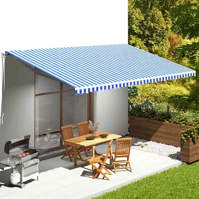 vidaXL Pânză de rezervă copertină, albastru și alb, 580x345 cm, poliester