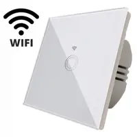 Intrerupator touch simplu WI-FI, sticla securizata, alb