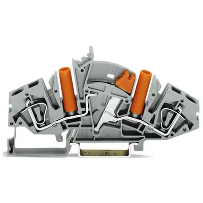 2-conductor disconnect/test terminal block; longitudinal switching; with touch-proof test sockets; for 4 mm Ø test plugs; for DIN-rail 35 x 15 and 35 x 7.5; 6 mm²; CAGE CLAMP®; 6,00 mm²; gray