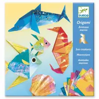 Set pentru origami Djeco - Creaturi marine, cu 24 de hartii metalice